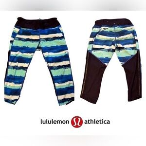 Lululemon Speed Up Capri Leggings with Stripes Back Zip - Size 8